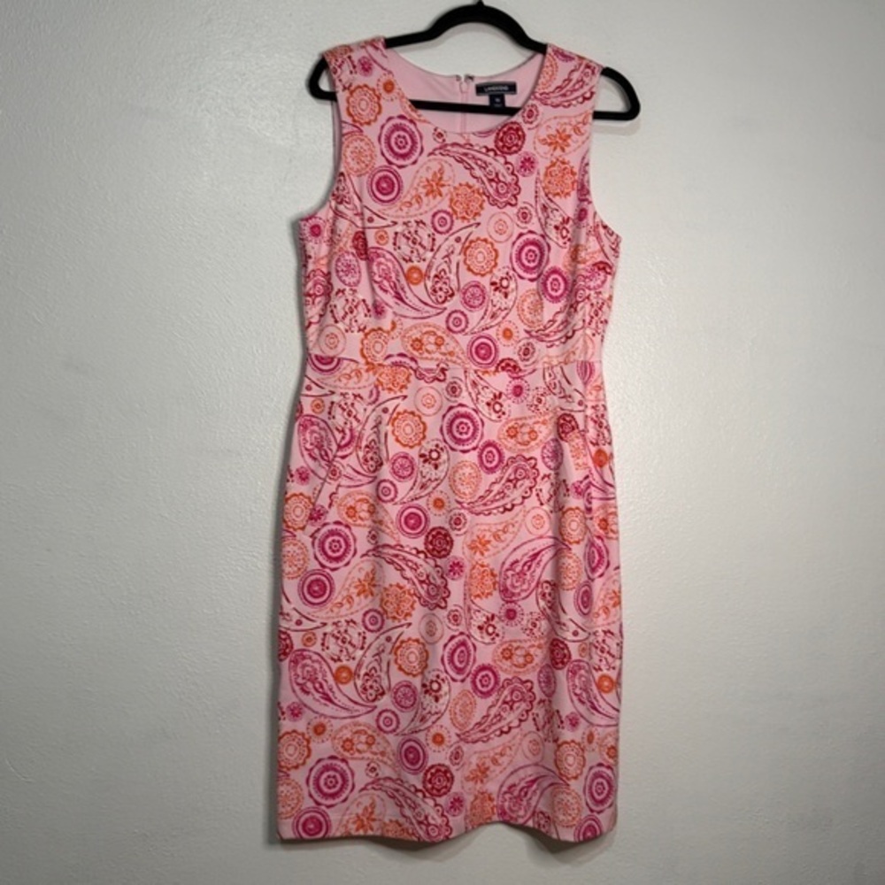 Lands’ End Pink Paisley Sleeveless Dress, Sz 10.